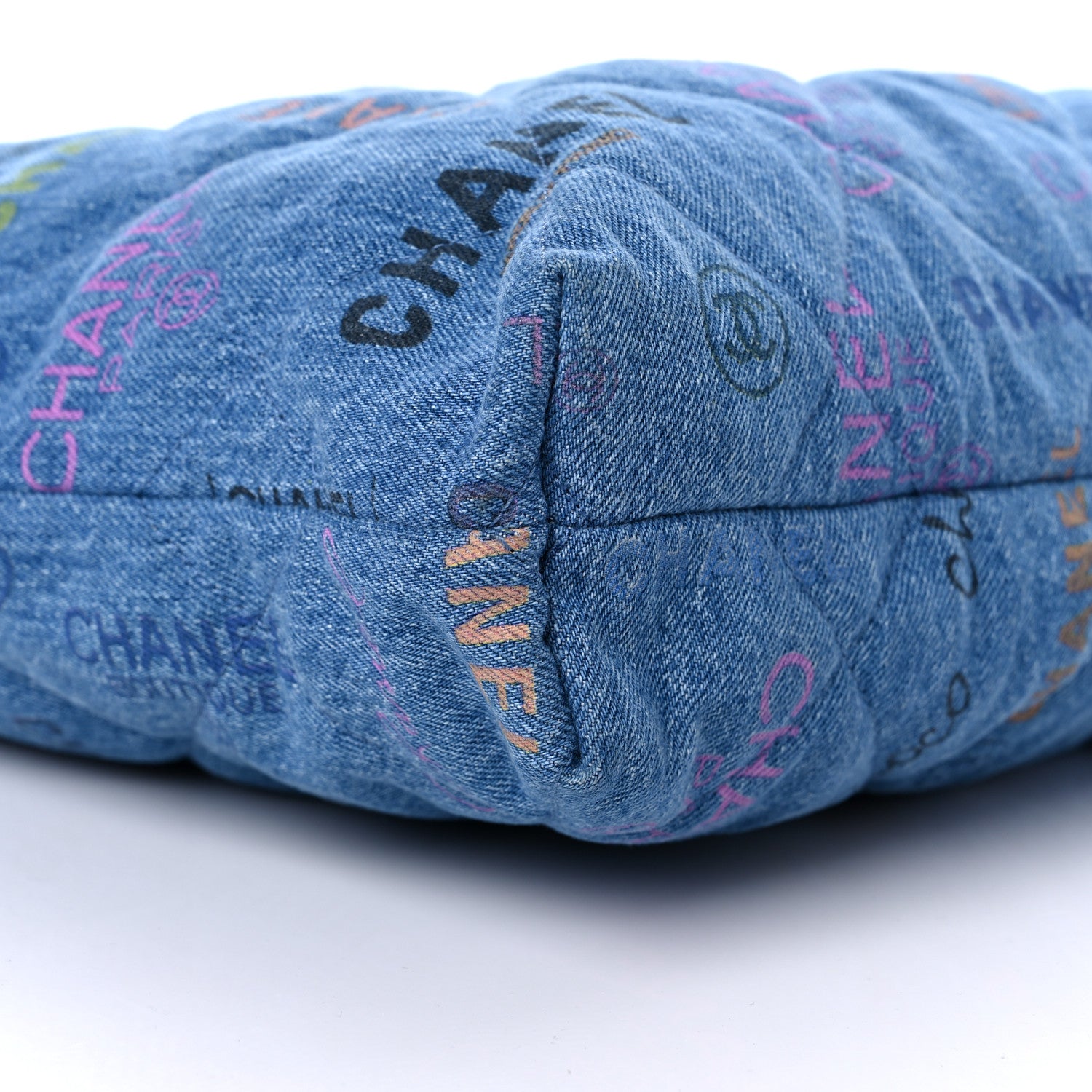 Chanel Denim Quilted Denim Mood Maxi Shopping Bag Blue Multicolor 8 of 9