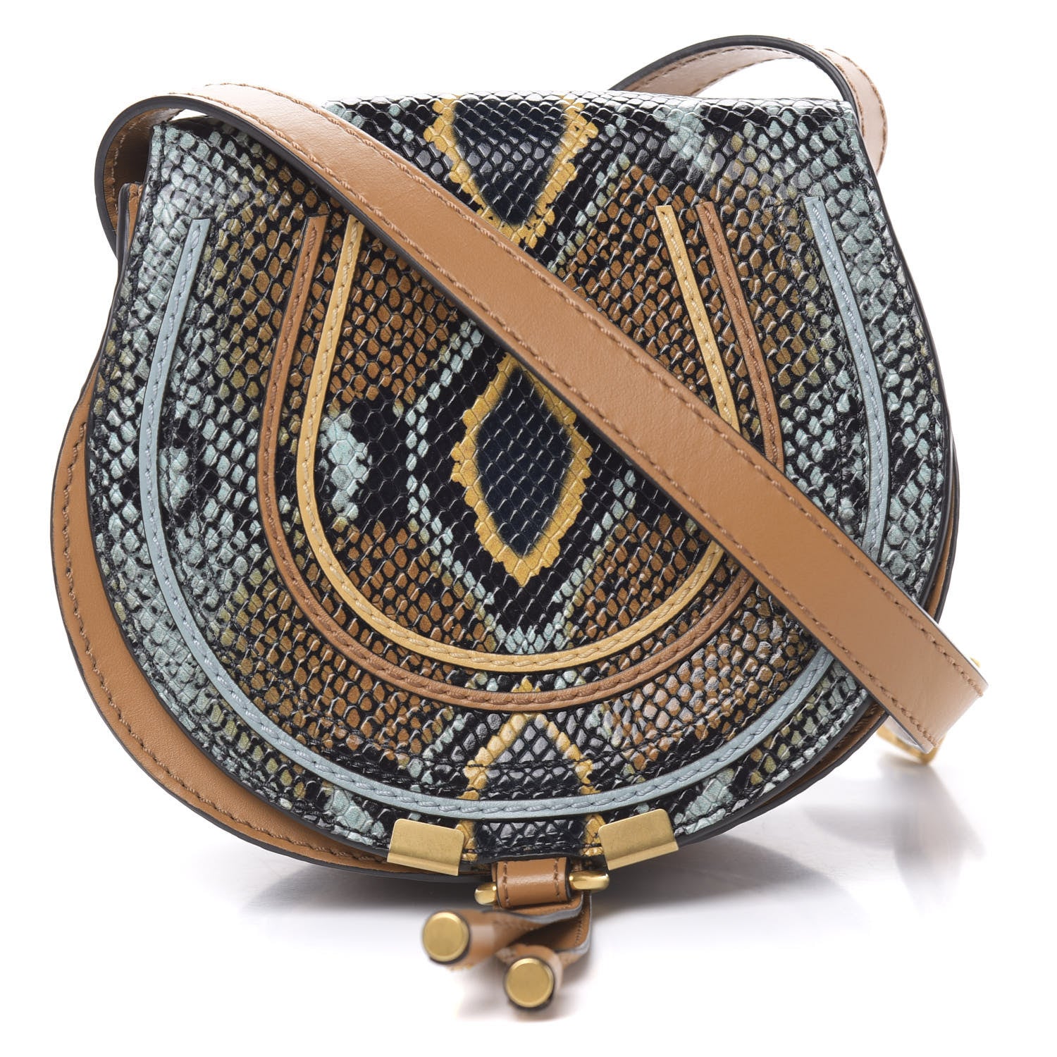Chloe Python Calfskin Embossed Mini Marcie Round Crossbody Bag Multicolor 1 of 11