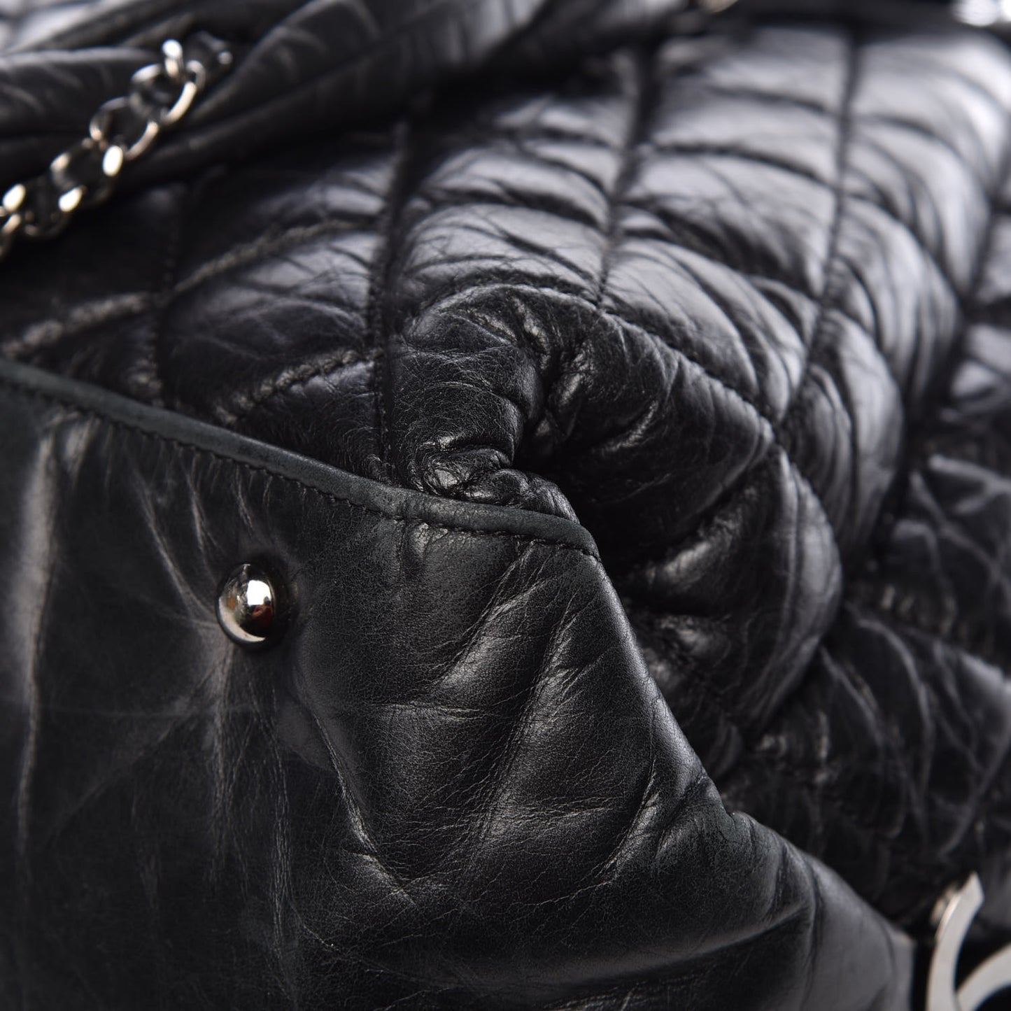 Aged Calfskin Vintage Ligne XL Lady Braid Tote Black