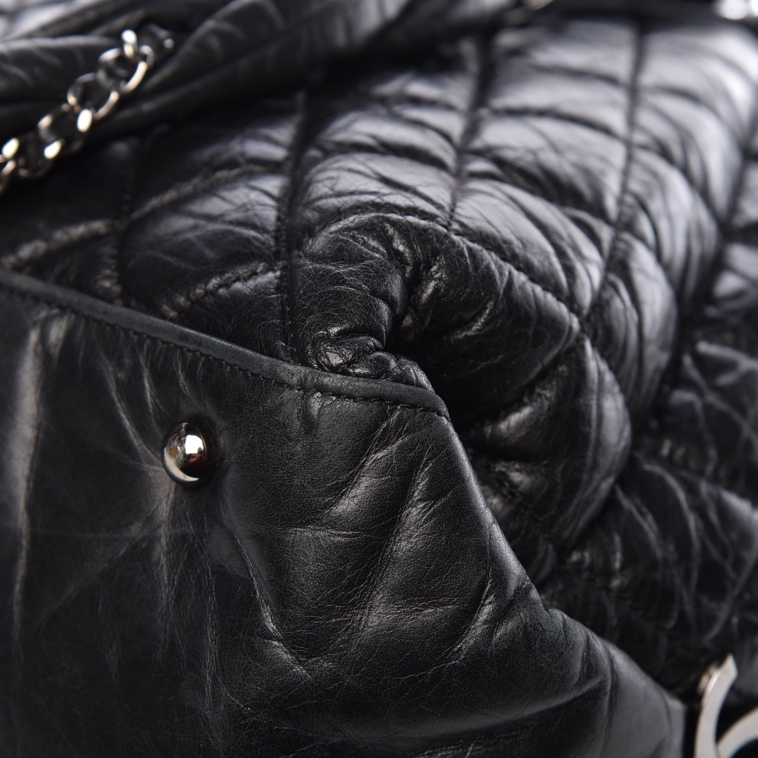 Chanel Aged Calfskin Vintage Ligne XL Lady Braid Tote Black 12 of 14