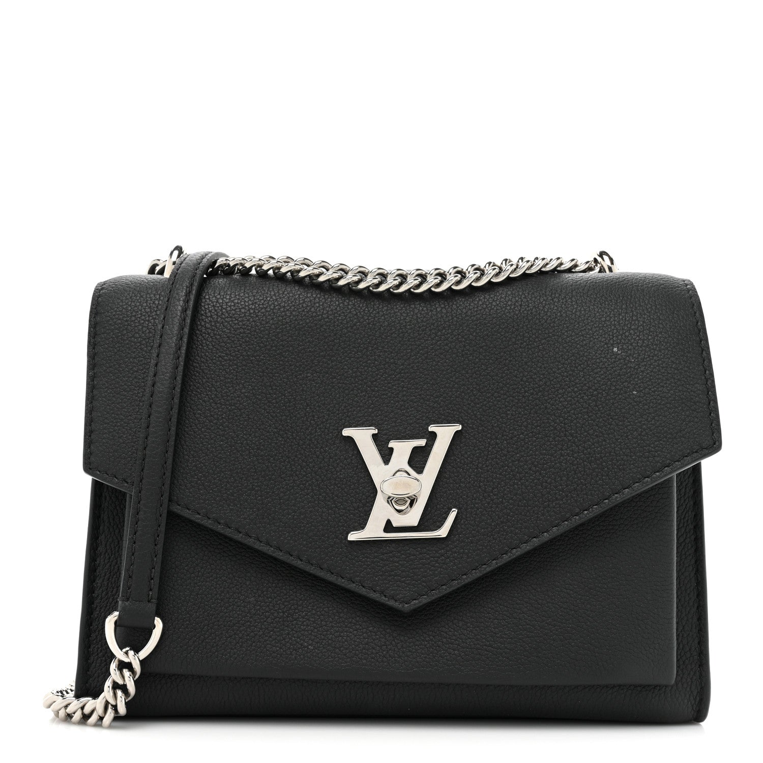Louis Vuitton Soft Calfskin Mylockme Chain Bag BB Black 1 of 12