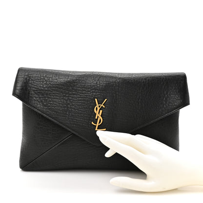 Saint Laurent Grained Lambskin Cassandre Envelope Pouch Black 2 of 7