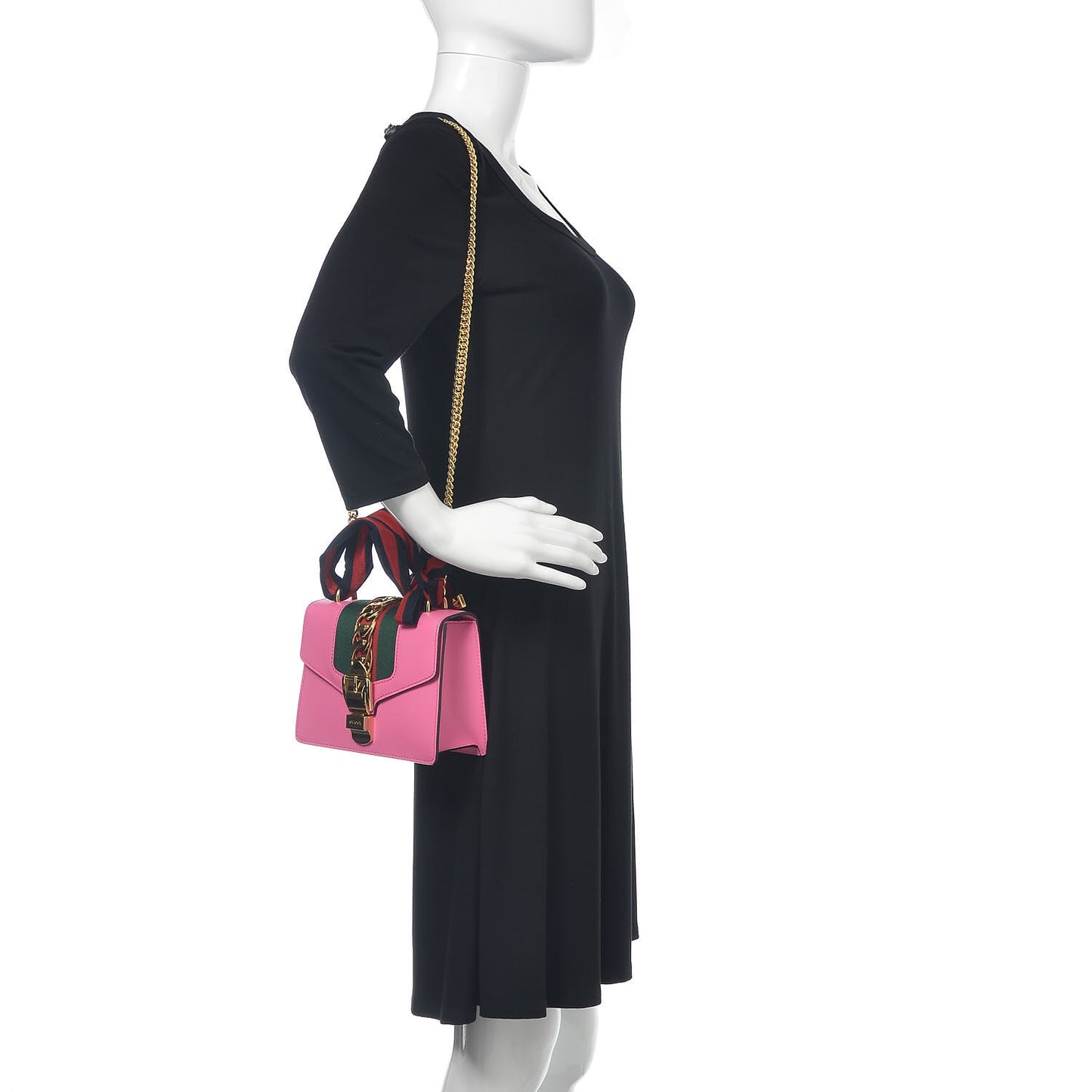 Vitello Fontanella Web Mini Sylvie Chain Shoulder Bag Pink Tropical Flower