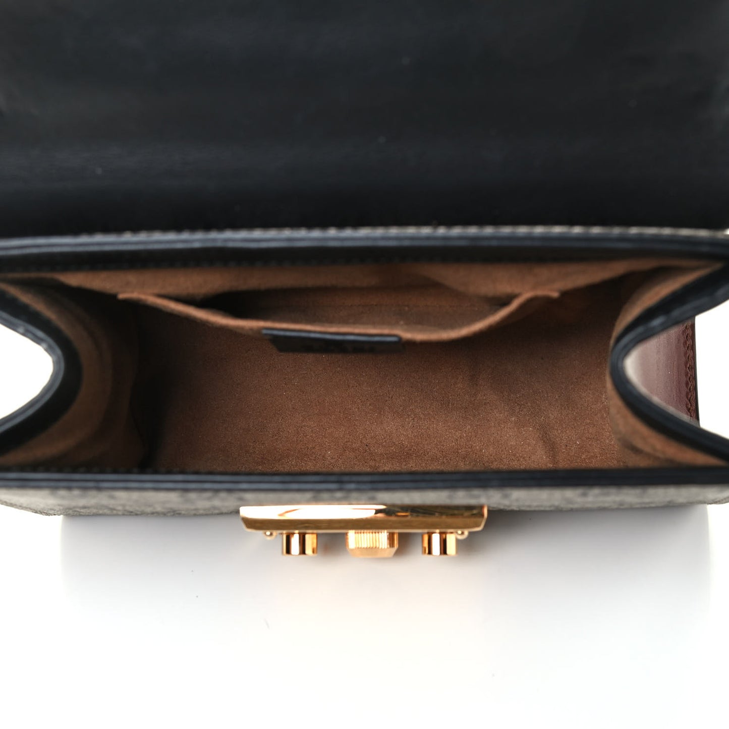GG Supreme Monogram Calfskin Small Padlock Shoulder Bag Beige Black Cuir
