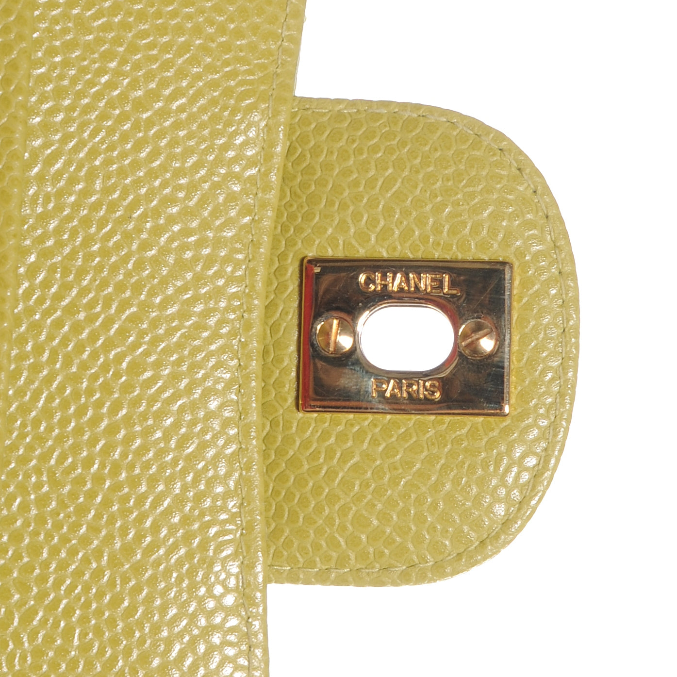 Caviar Quilted Small Double Flap Chartreuse