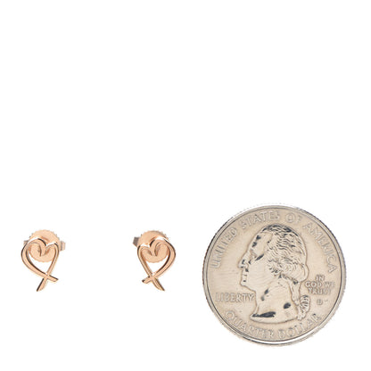 Tiffany 18K Rose Gold Mini Paloma Picasso Loving Heart Earrings 2 of 4