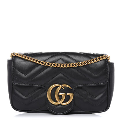 Gucci Calfskin Matelasse Super Mini GG Marmont Shoulder Bag Black 1 of 15