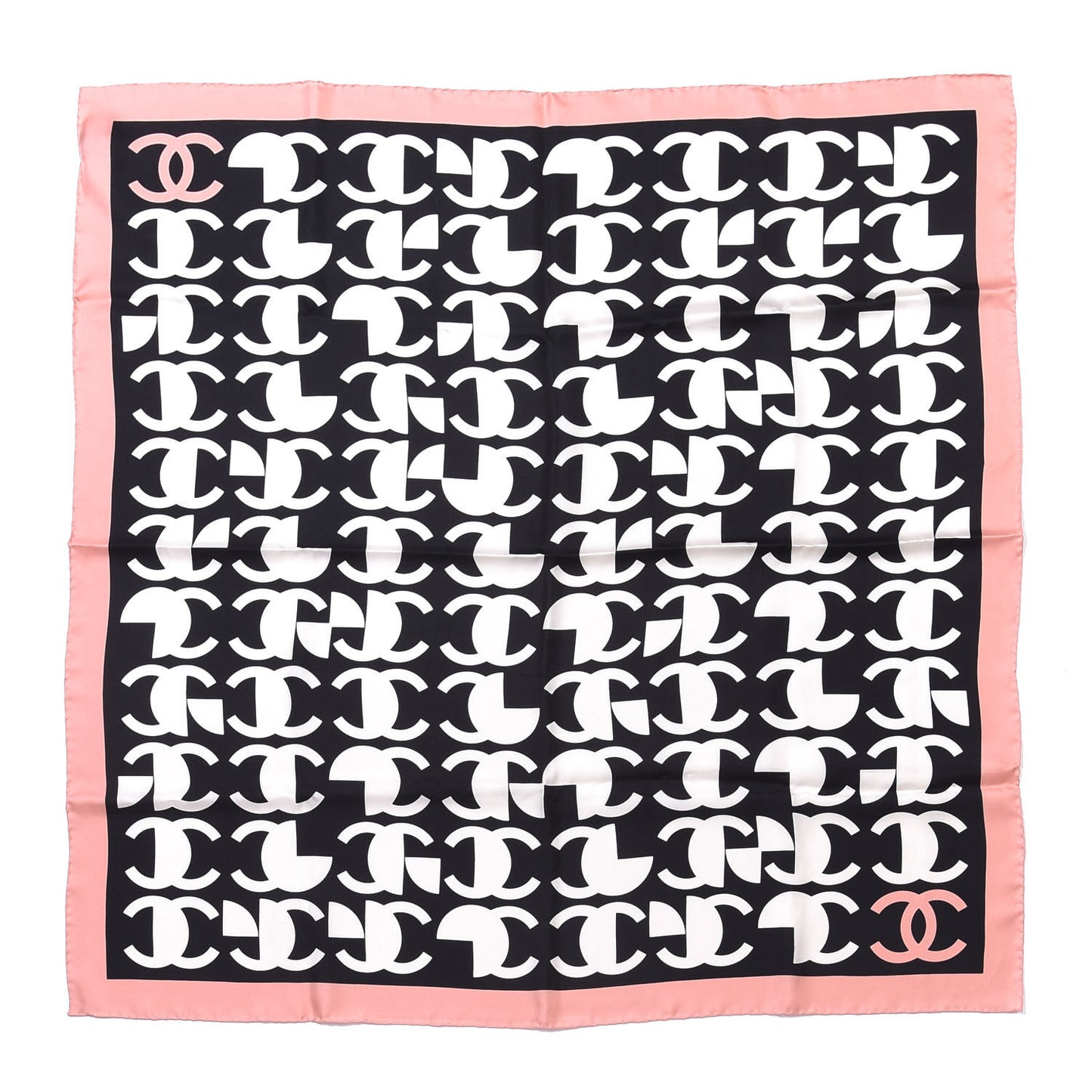 Silk CC Square Scarf Pink Black