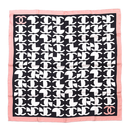 Chanel Silk CC Square Scarf Pink Black 1 of 2