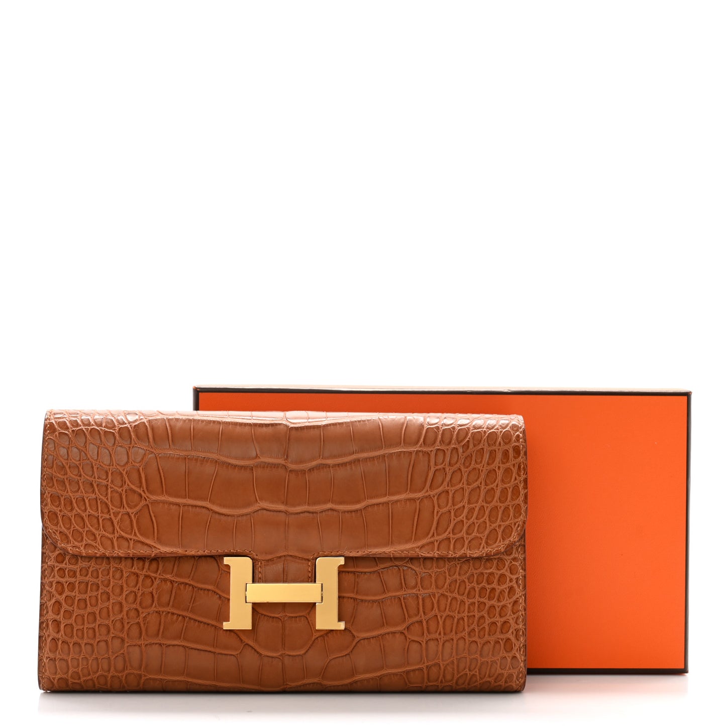 Matte Alligator Constance Long Wallet Fauve