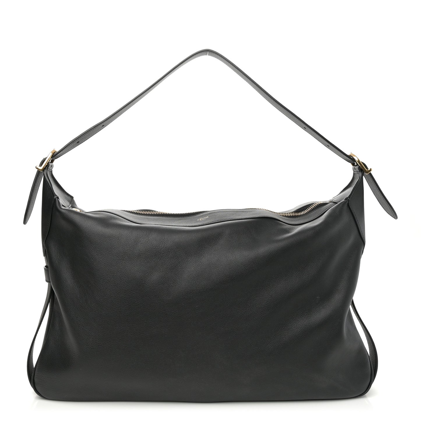 Supple Calfskin Large Romy Shoulder Bag Black