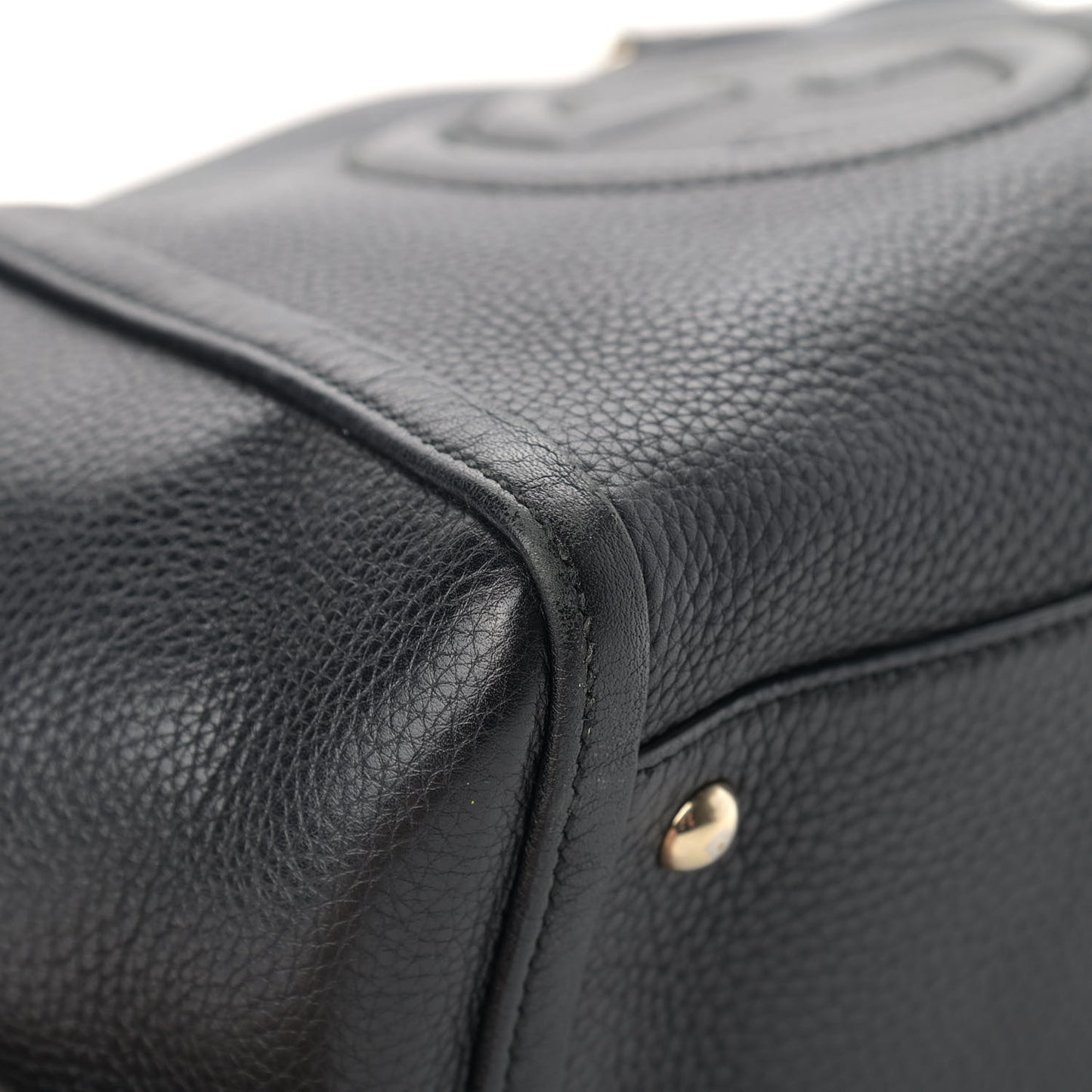 Pebbled Calfskin Small Soho Top Handle Bag Black