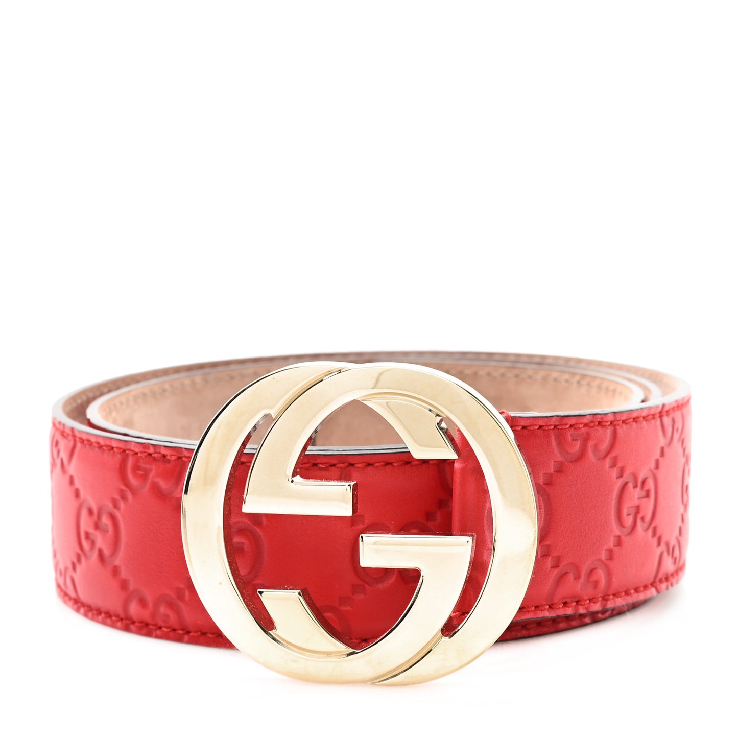 Guccissima Signature Interlocking G 40mm Belt 85 34 Hibiscus Red