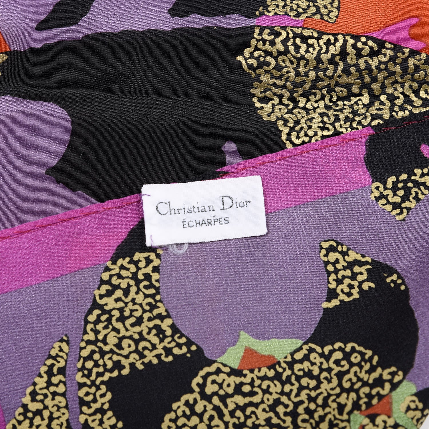 Christian Dior Silk Square Floral Scarf Purple Multicolor 3 of 4