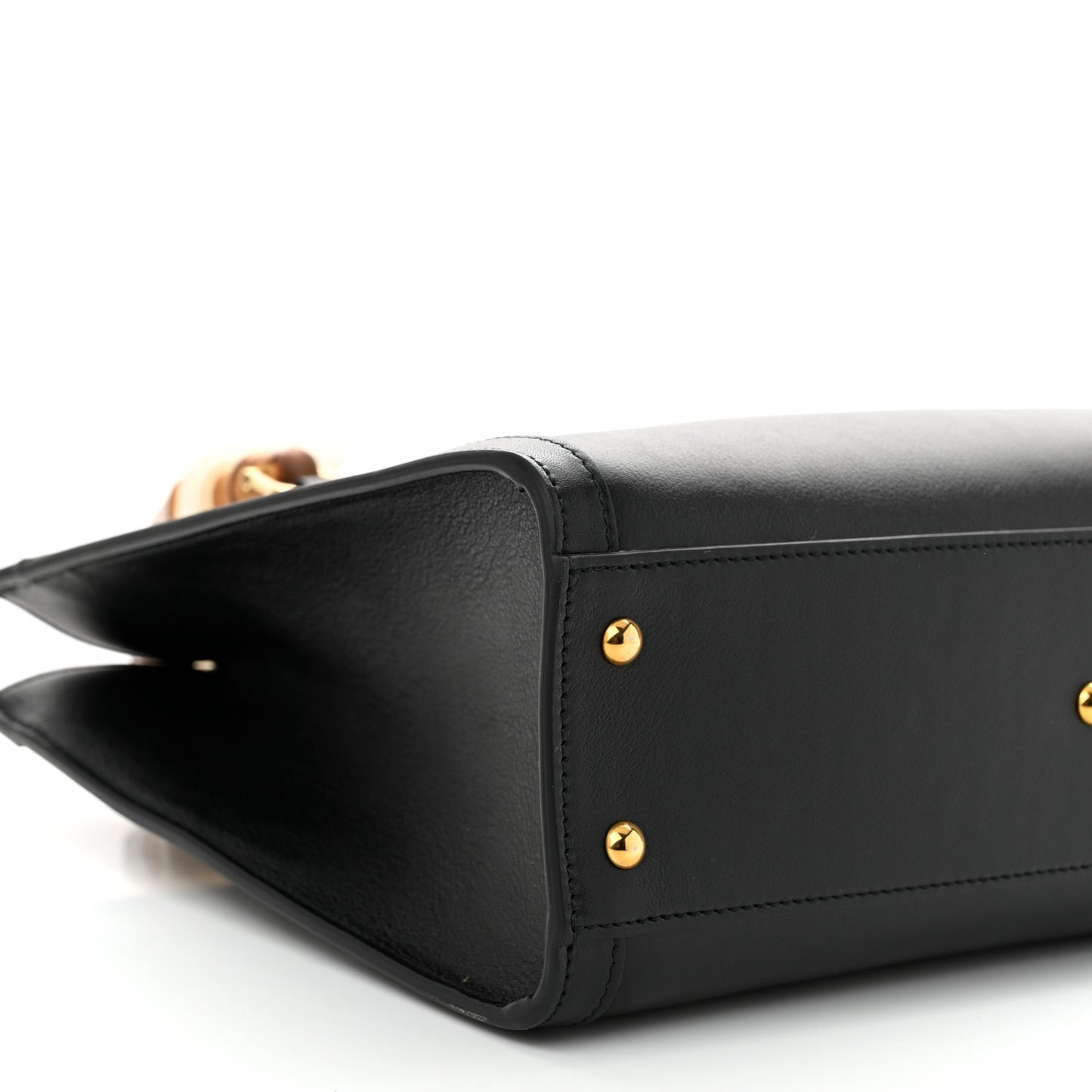 Calfskin Small Diana Tote Bag Black Yellow Fluo