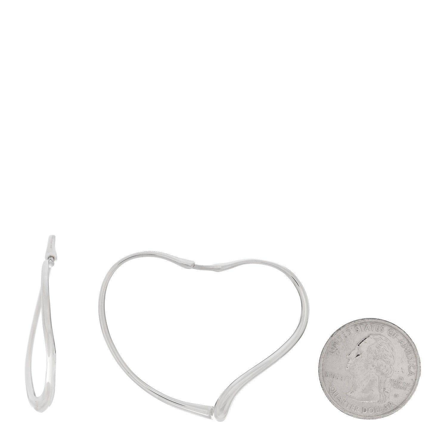 Tiffany Sterling Silver Elsa Peretti Open Heart Hoop Earrings 2 of 4
