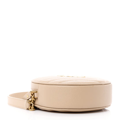 Saint Laurent SAINT LAURENT Grain De Poudre Matelasse Chevron Quilted Round Vinyle Camera Bag Dark Beige 4 of 11