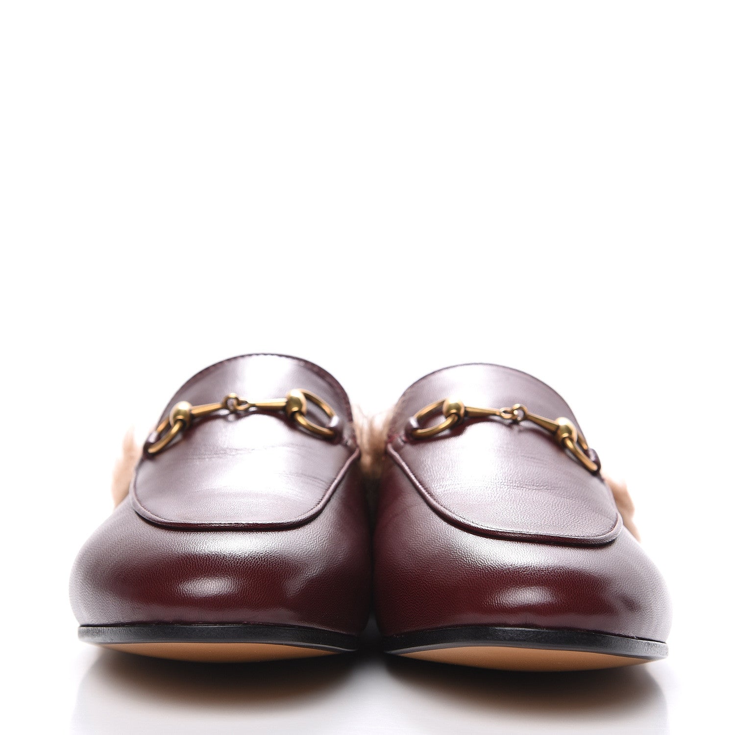 Gucci Malaga Kid Fur Womens Princetown Slippers 37.5 Vintage Bordeaux 2 of 9