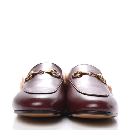 Gucci Malaga Kid Fur Womens Princetown Slippers 37.5 Vintage Bordeaux 2 of 9