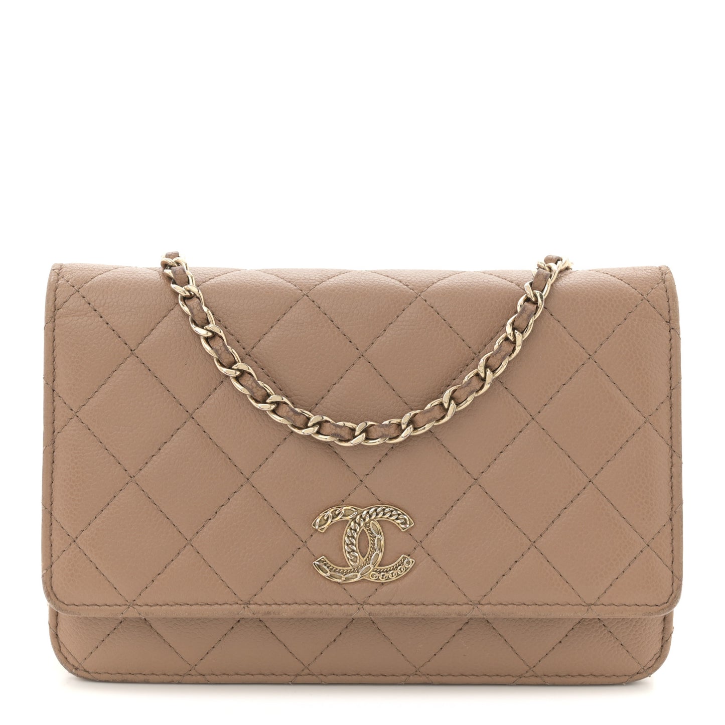 Caviar Quilted Multi Chain Wallet On Chain WOC Beige