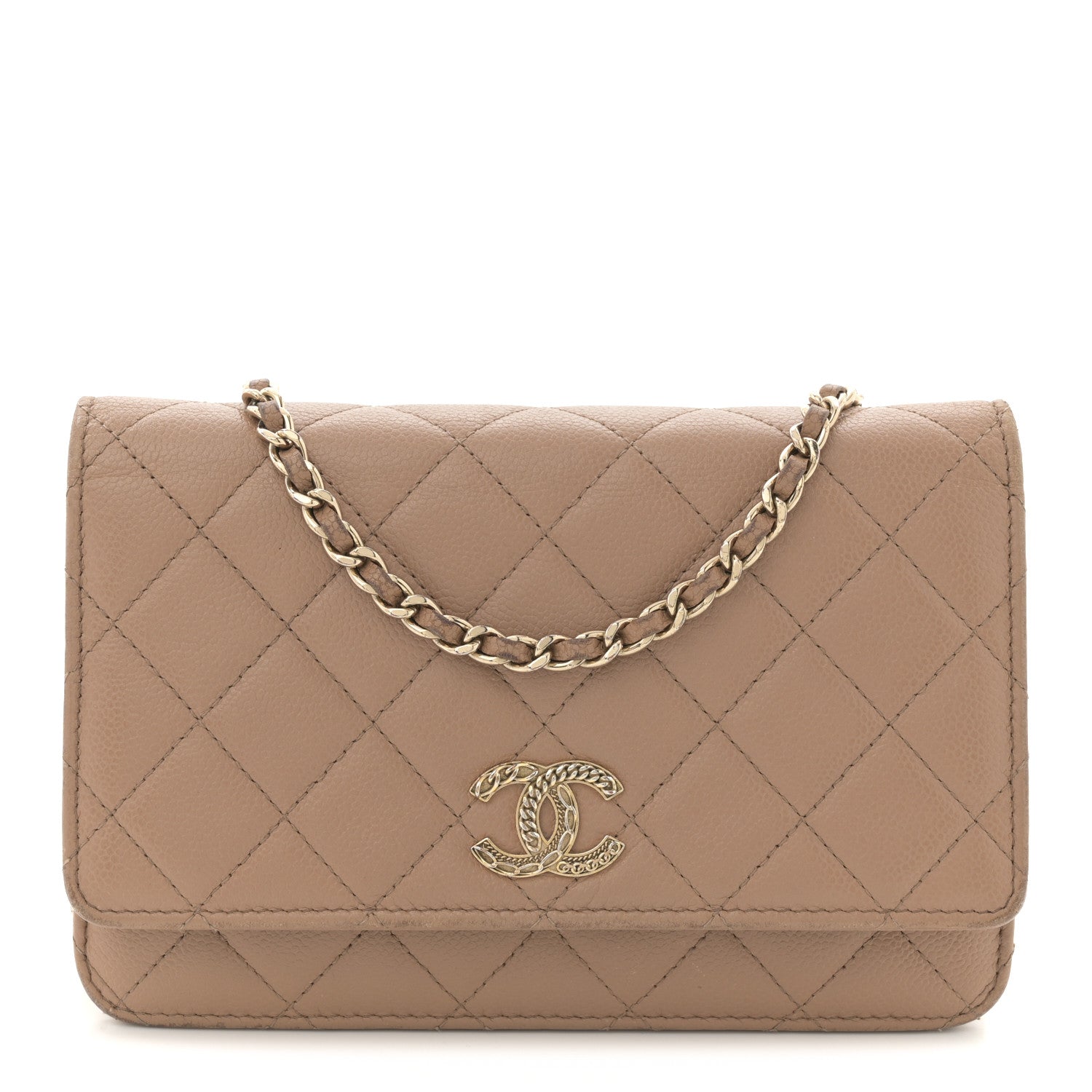 Chanel Caviar Quilted Multi Chain Wallet On Chain WOC Beige 1 of 12