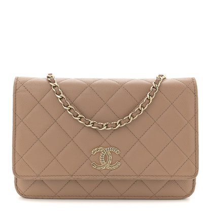 Chanel Caviar Quilted Multi Chain Wallet On Chain WOC Beige 1 of 12