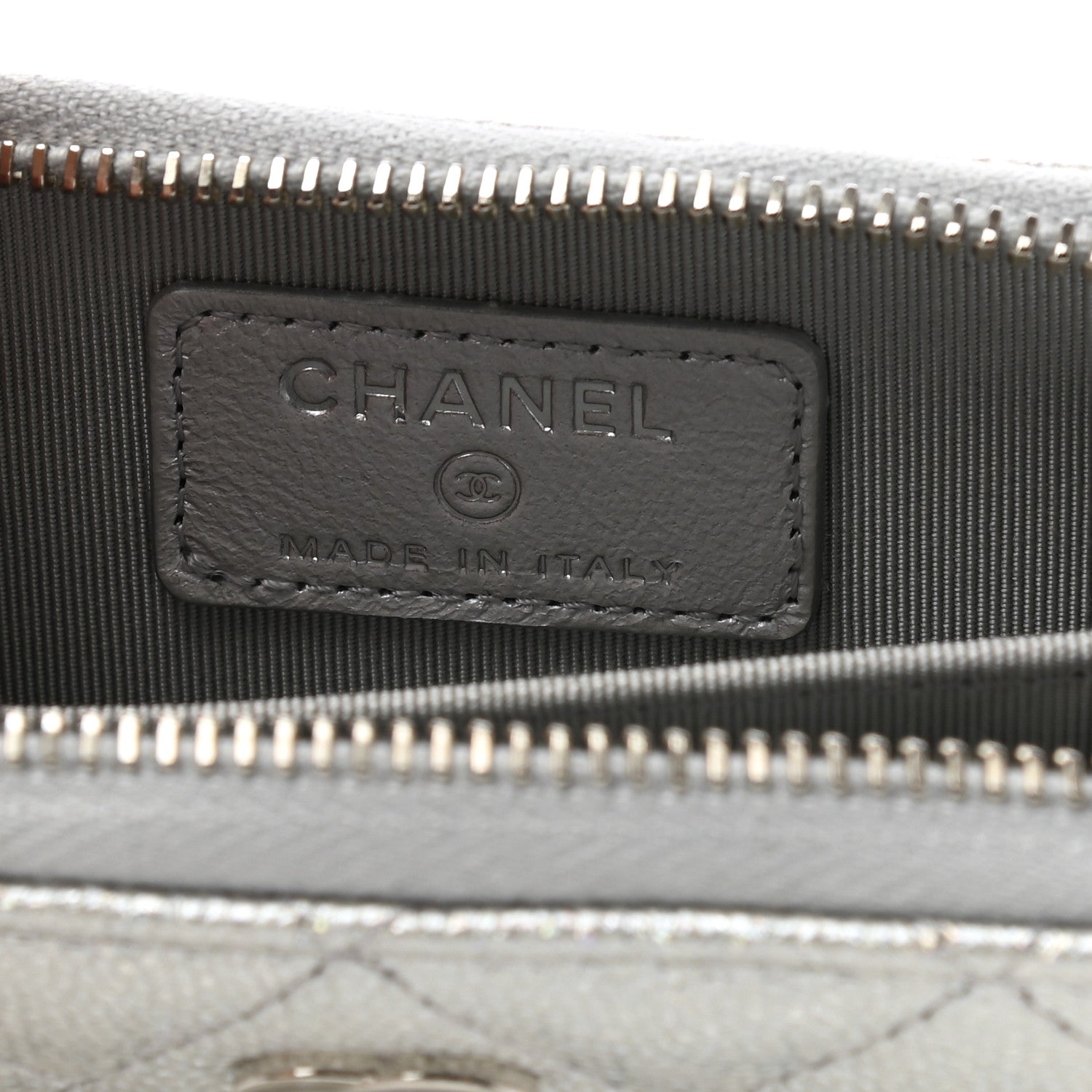 Chanel Glittered Metallic Caviar Quilted Zip Coin Purse Wallet Silver 6 of 8