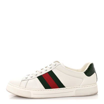Gucci Ultralight Plume Calfskin Web Mens New Ace Sneakers 8.5 Green Ace 1 of 9