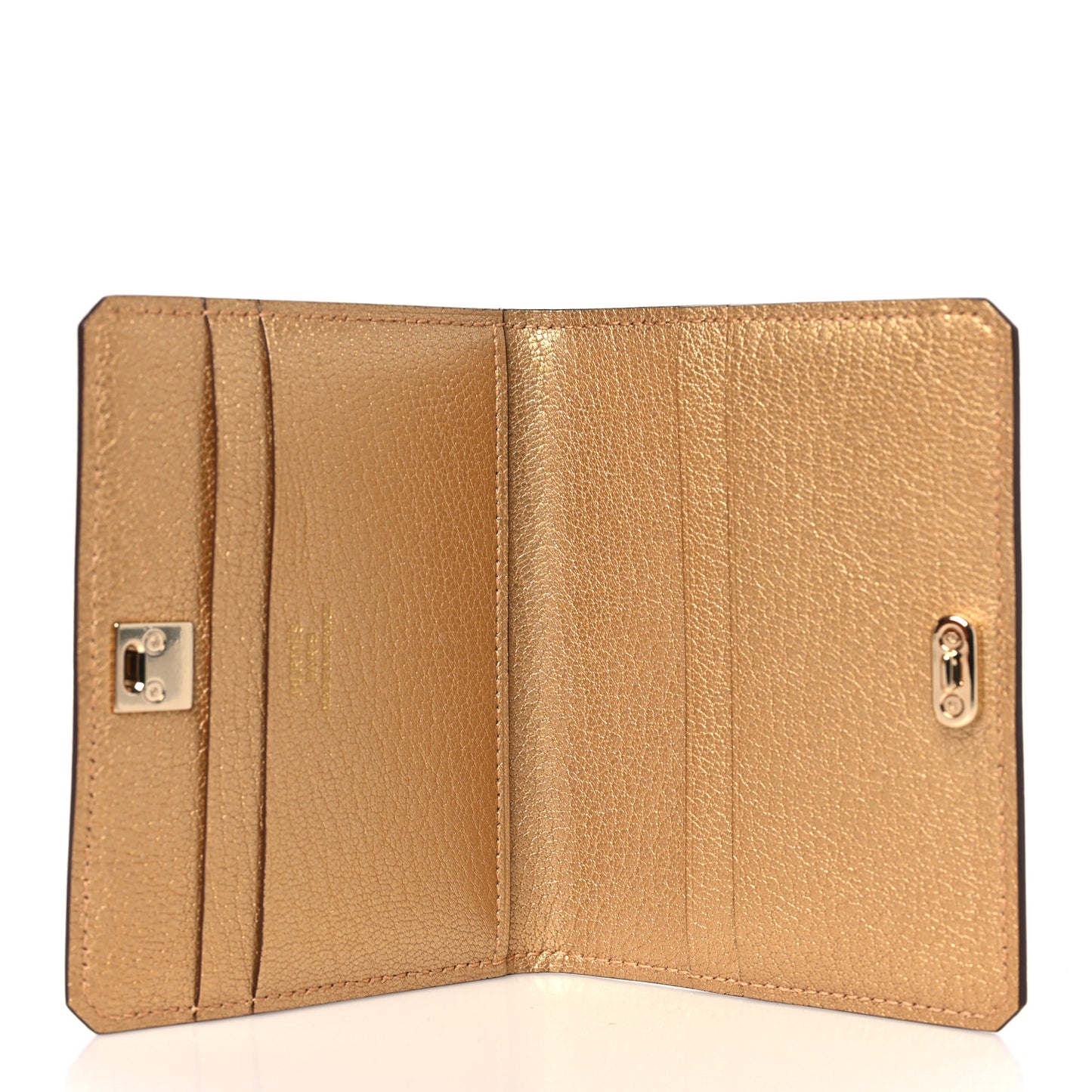 Metallic Chevre Chamkilight Medor Card Holder Dore
