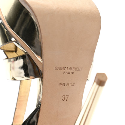 Saint Laurent Metallic Calfskin Tribute 105 Platform Sandals 37 Gold 6 of 9