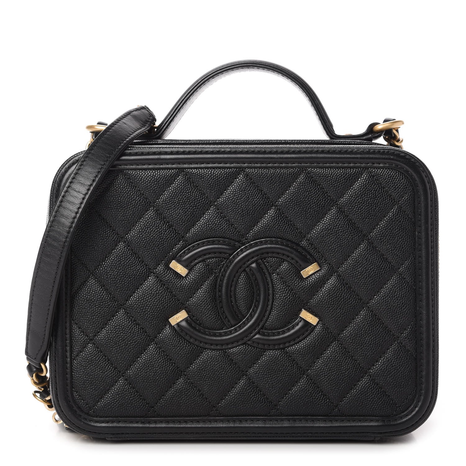 Chanel Caviar Quilted Medium CC Filigree Vanity Case Black 1 of 10