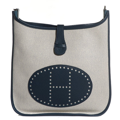 Hermes Toile Taurillon Clemence Evelyne III GM Bleu de Prusse 1 of 15