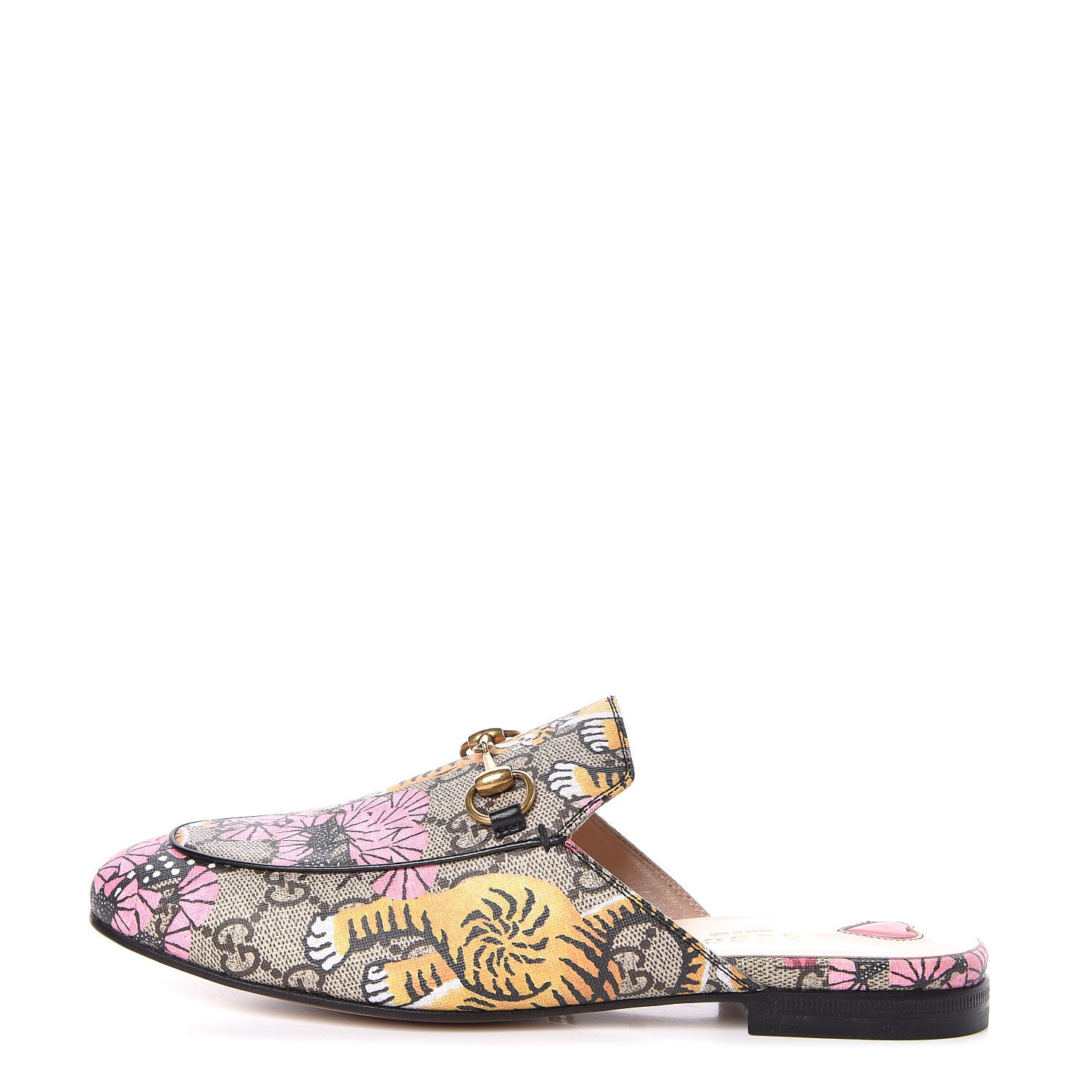 Gucci GG Supreme Monogram Bengal Womens Princetown Slippers 36 Beige Crop Pink 1 of 9