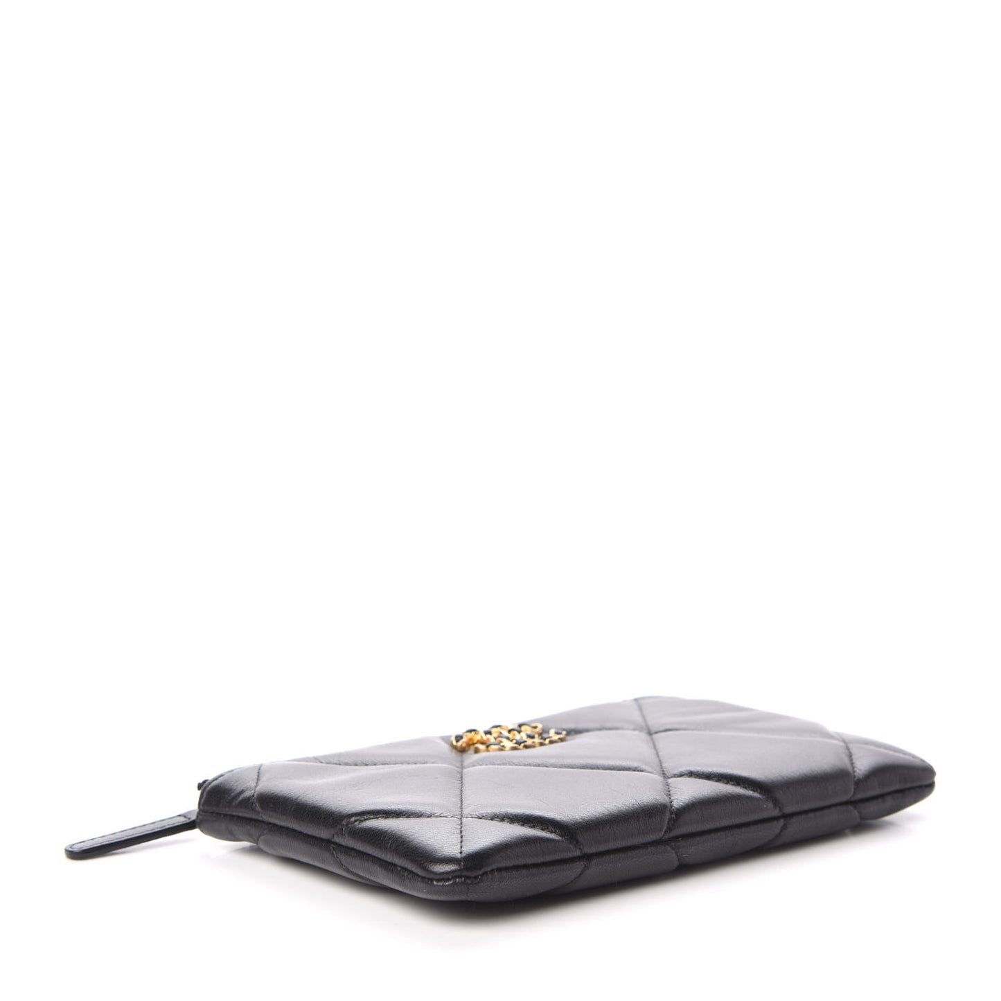 Shiny Goatskin Quilted Small 19 Pouch Black