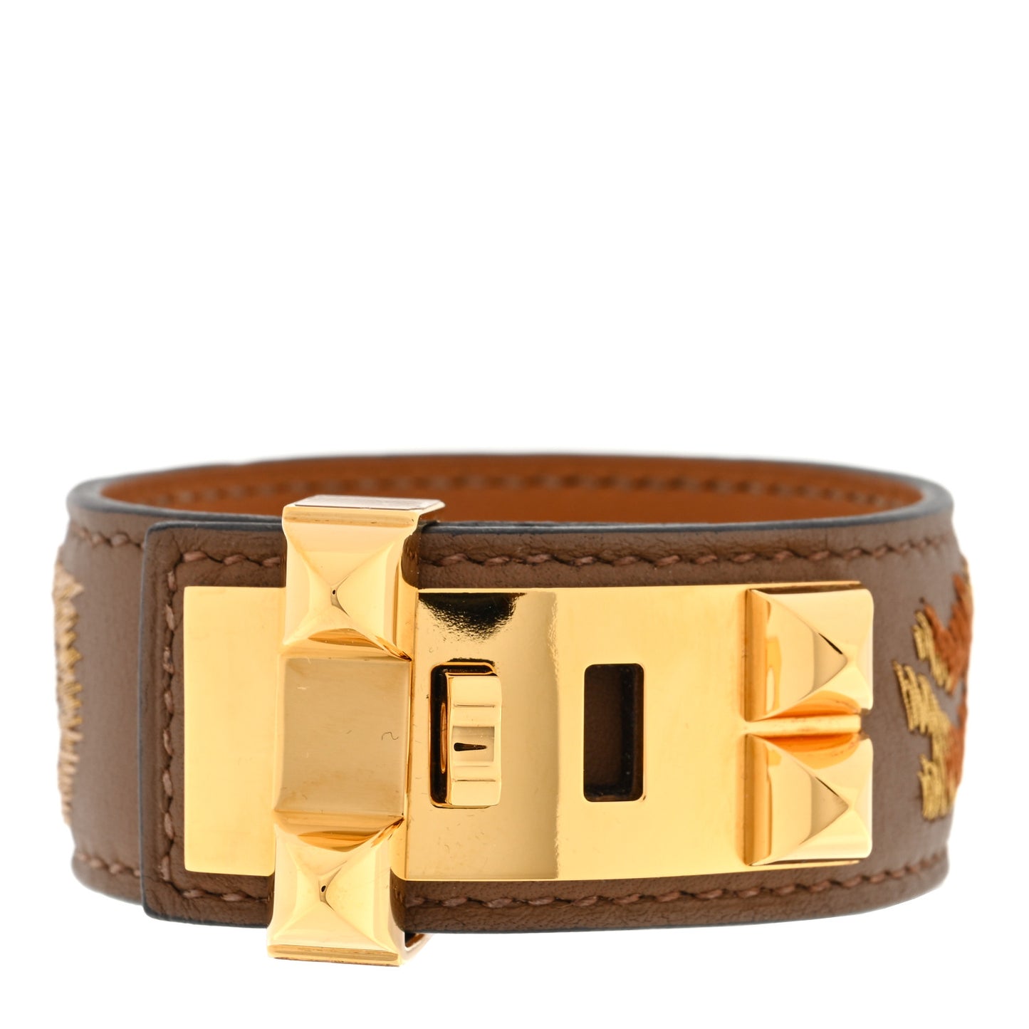 Swift Leopard Embroidered Collier de Chien CDC 24 Bracelet T2 Alezan