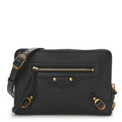 Balenciaga Grained Calfskin Neo Classic Gold Hardware Zip Around Crossbody Black 1 of 10