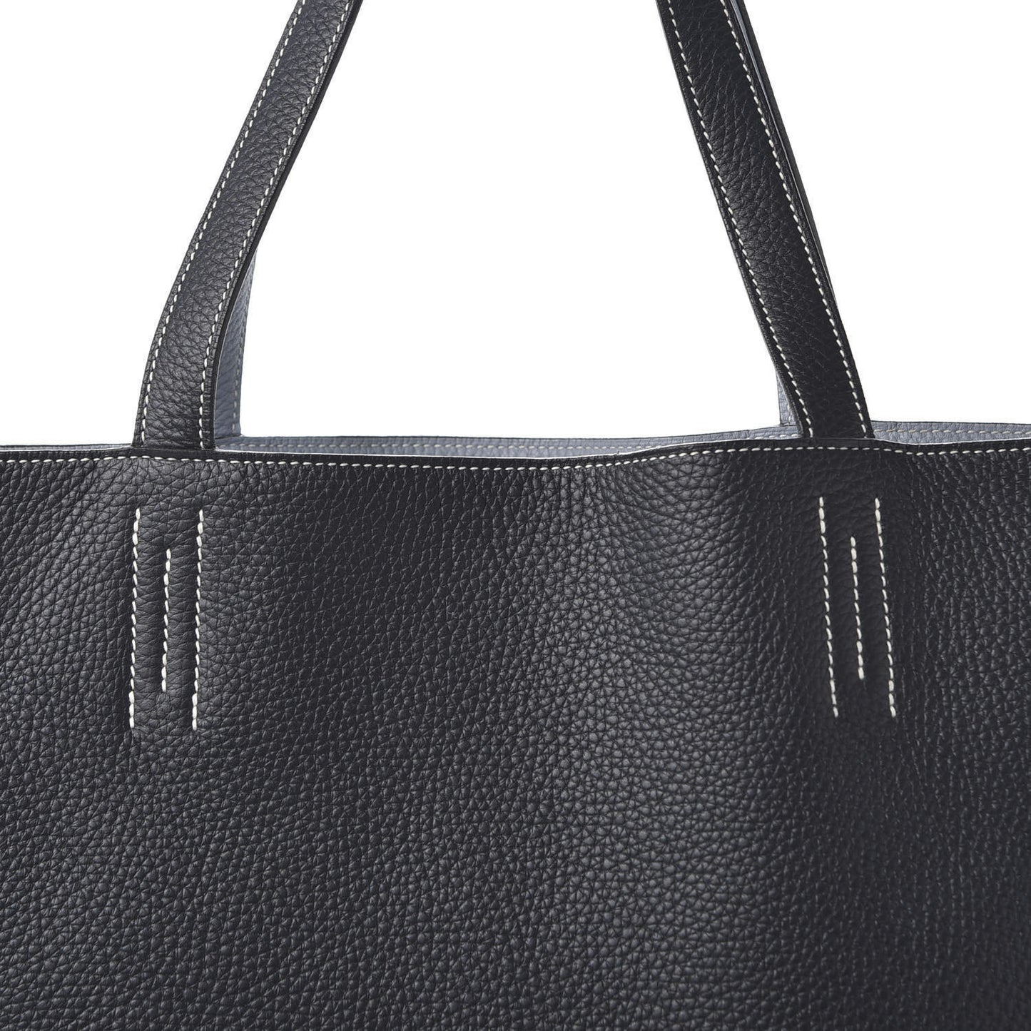 Taurillon Clemence Double Sens 36 Reversible Tote Bleu Lin Bleu Obscur