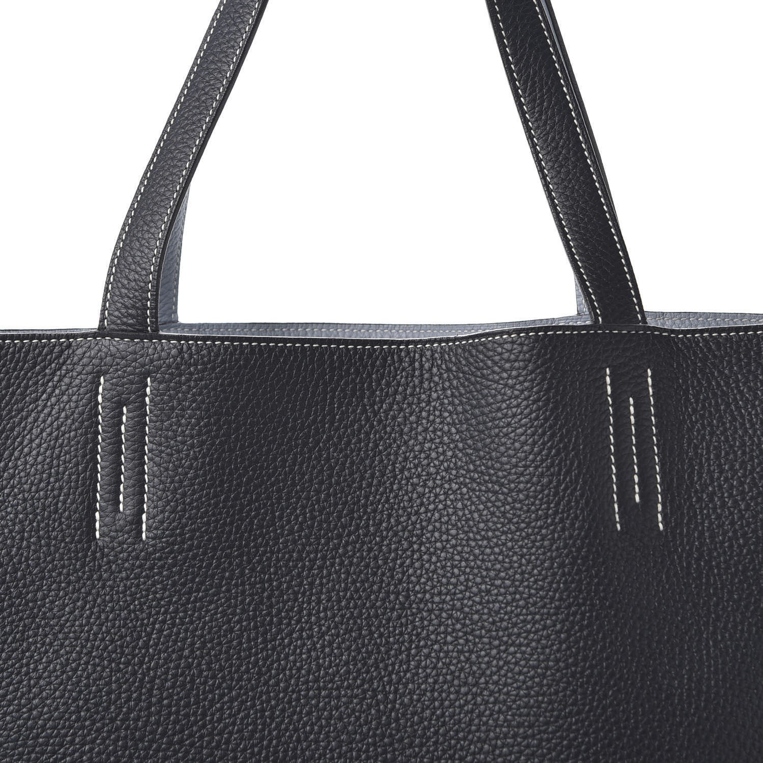 Hermes Taurillon Clemence Double Sens 36 Reversible Tote Bleu Lin Bleu Obscur 13 of 15
