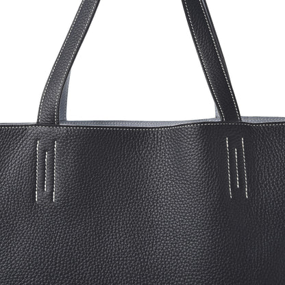 Hermes Taurillon Clemence Double Sens 36 Reversible Tote Bleu Lin Bleu Obscur 13 of 15