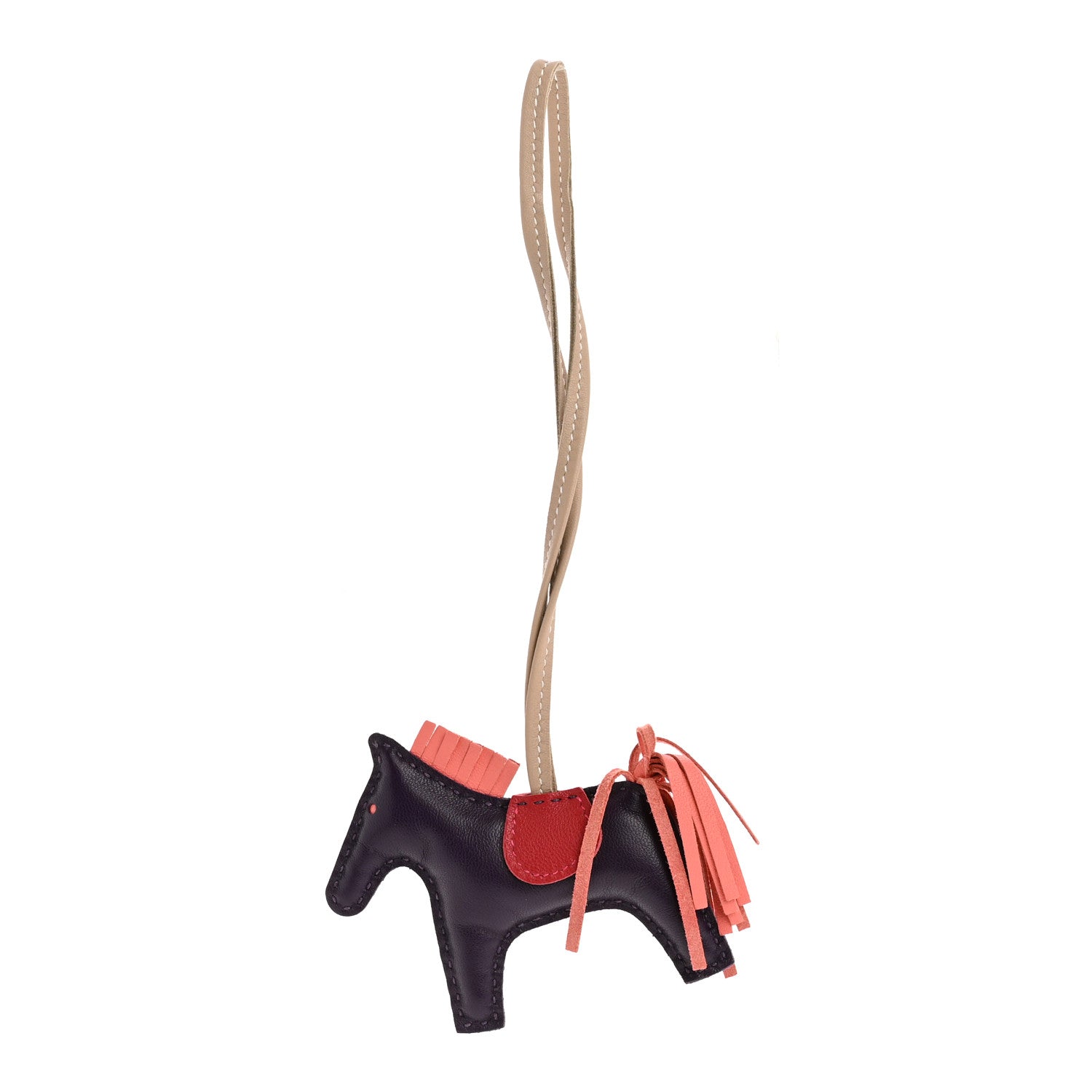 Hermes Milo Lambskin Grigri Rodeo Horse Bag Charm PM Raisin Flamingo Rouge Vif Argile 1 of 5