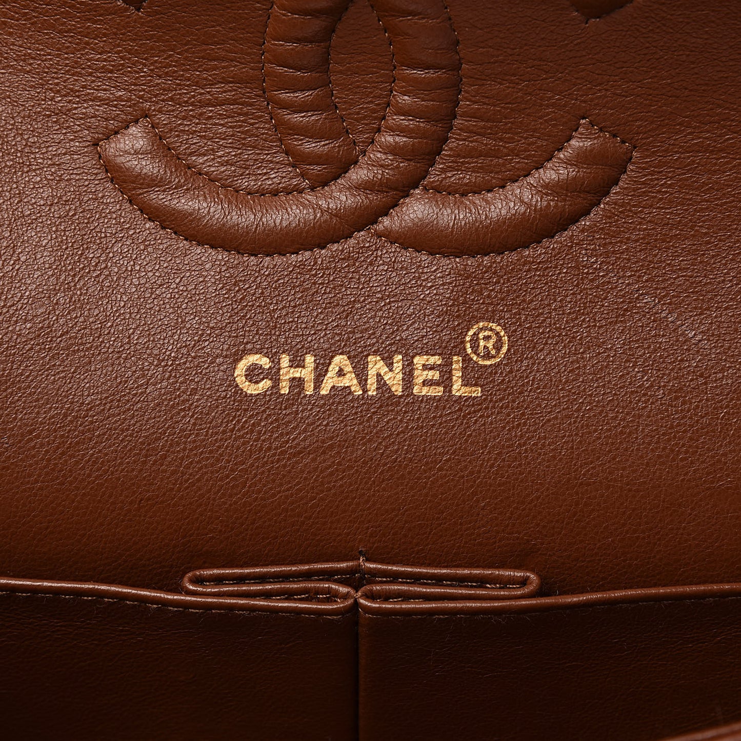 Lambskin Quilted Medium Double Flap Brown