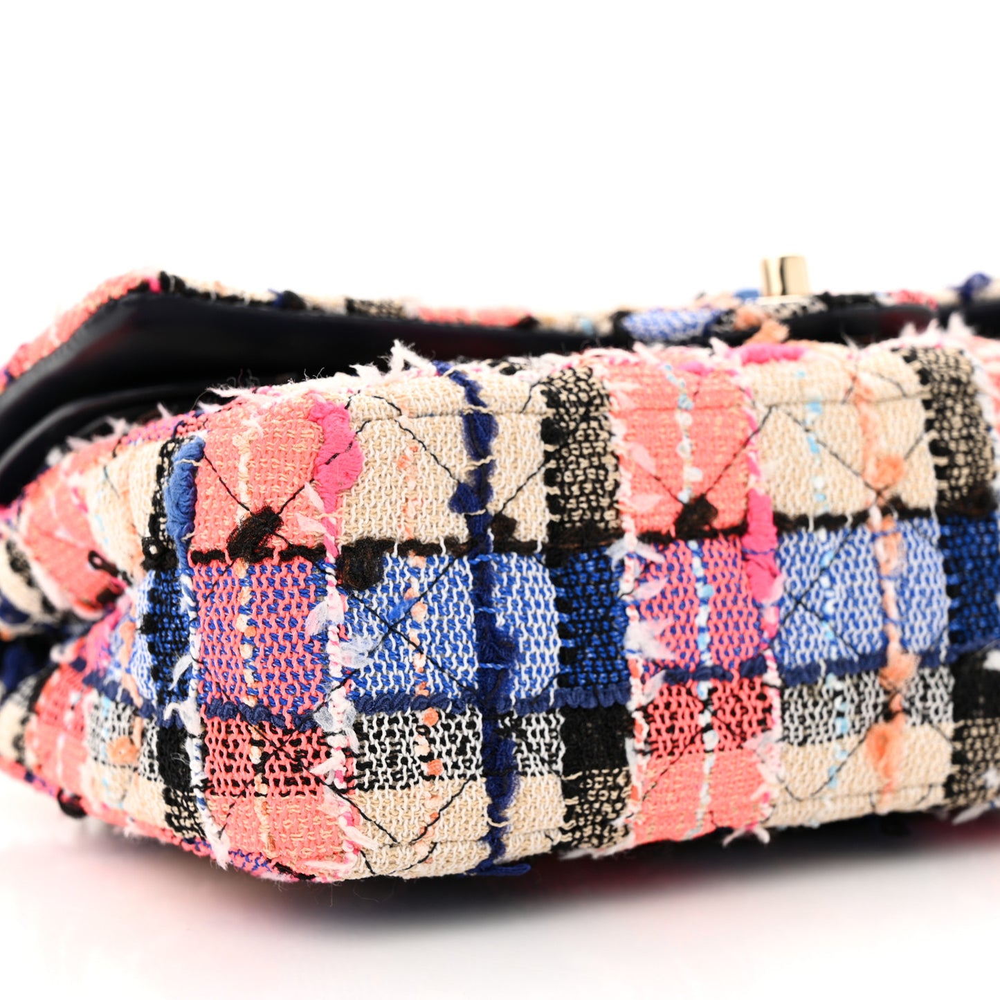 Tweed Quilted Medium Double Flap Blue Orange Yellow