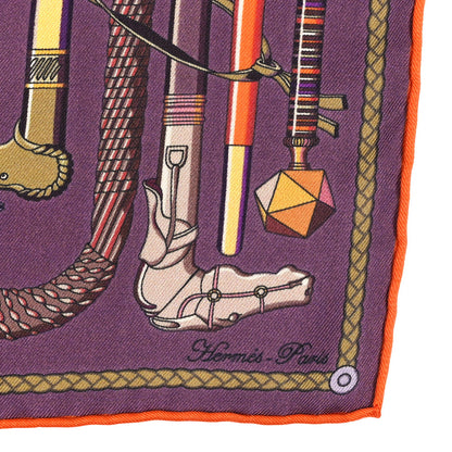 Hermes Silk Les Cannes Scarf 45 Scarf Prune Orange Violet 2 of 4