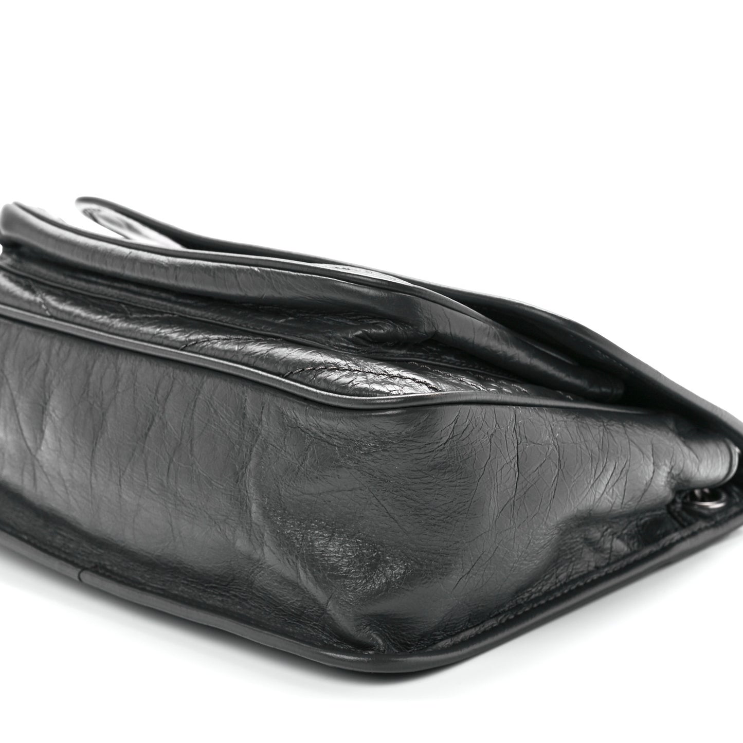 Crinkled Calfskin Matelasse Monogram Baby Niki Chain Satchel Storm