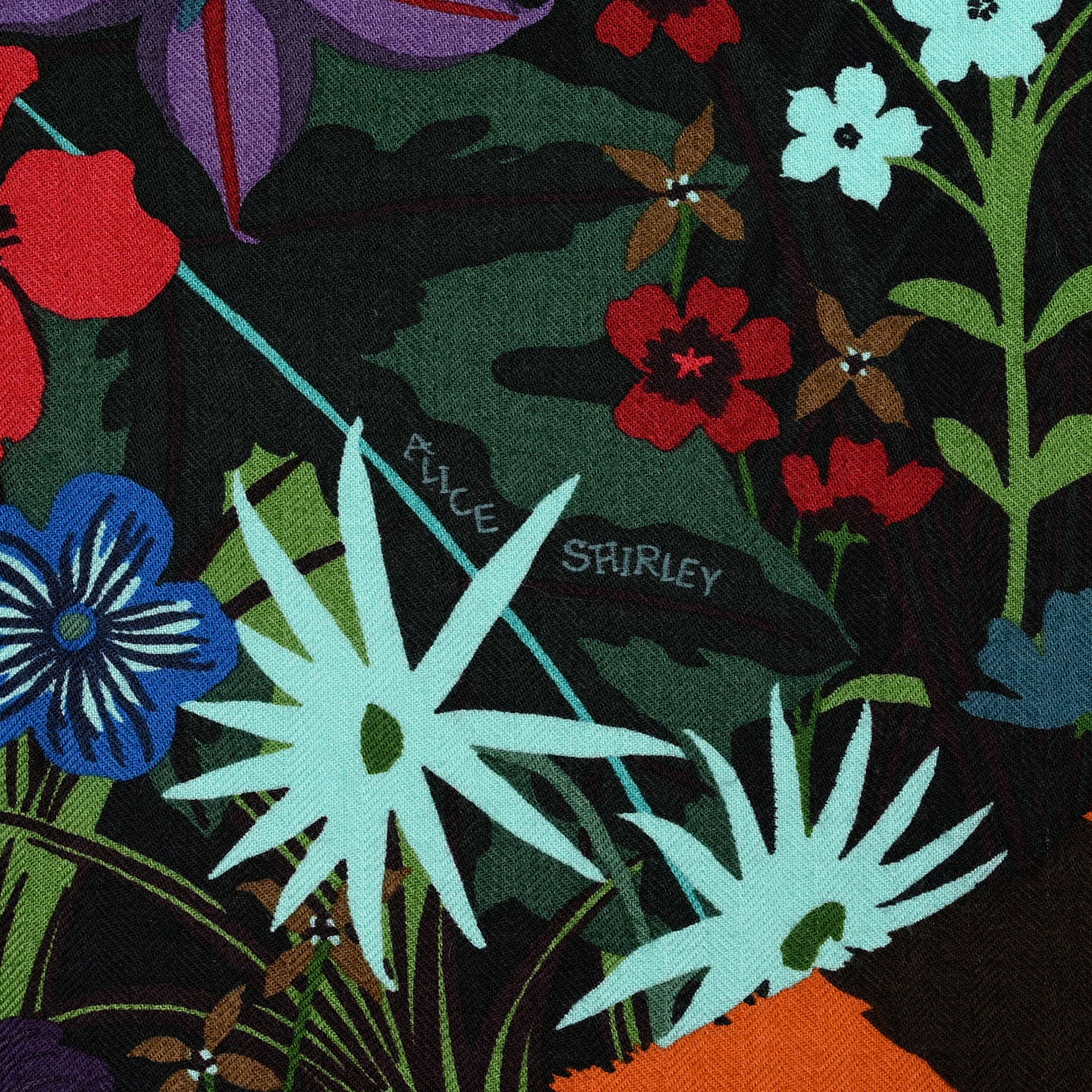 Cashmere Silk Tyger Tyger Shawl 140 Ardoise Turquoise Brique