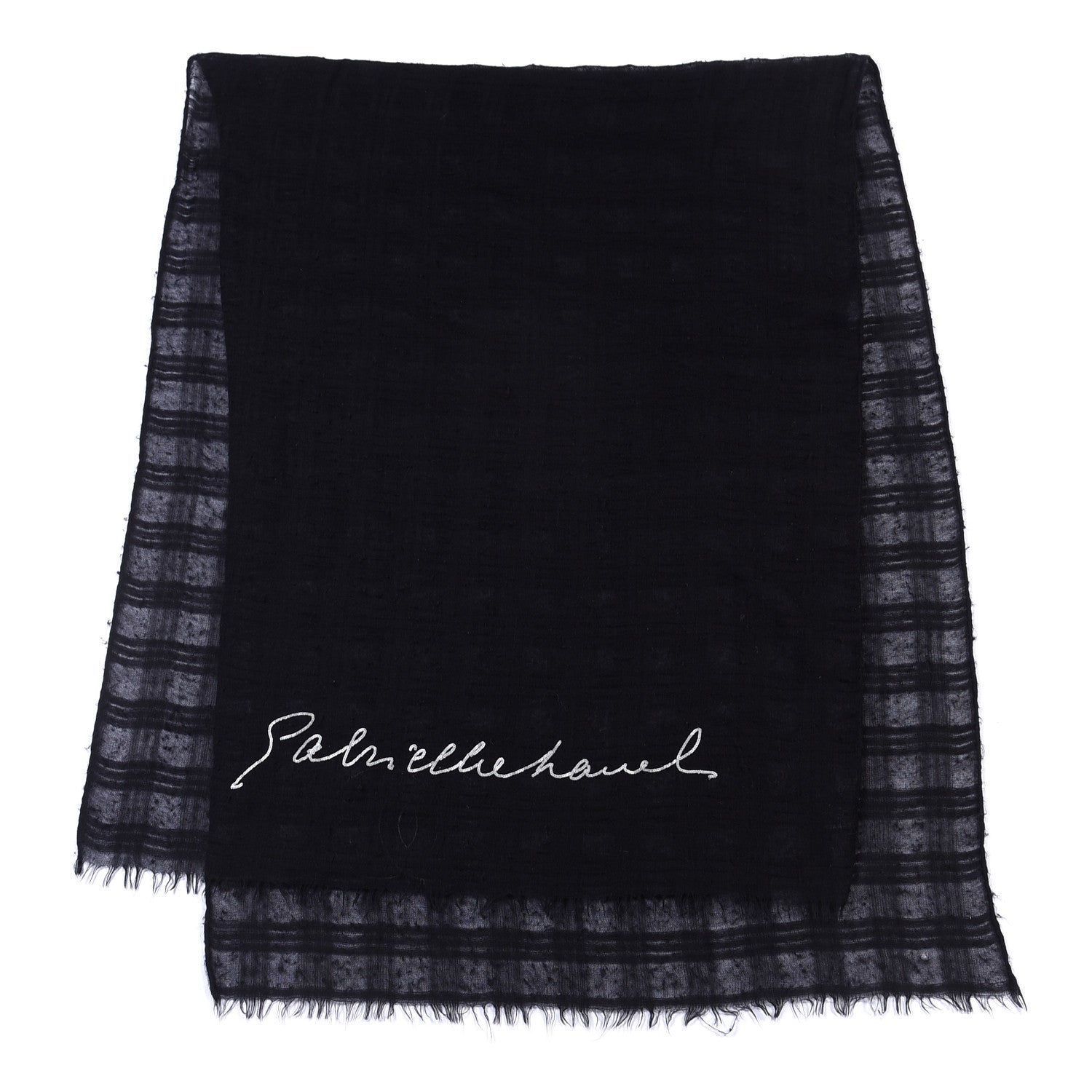 Chanel Cashmere Silk CC Scarf Black 3 of 5