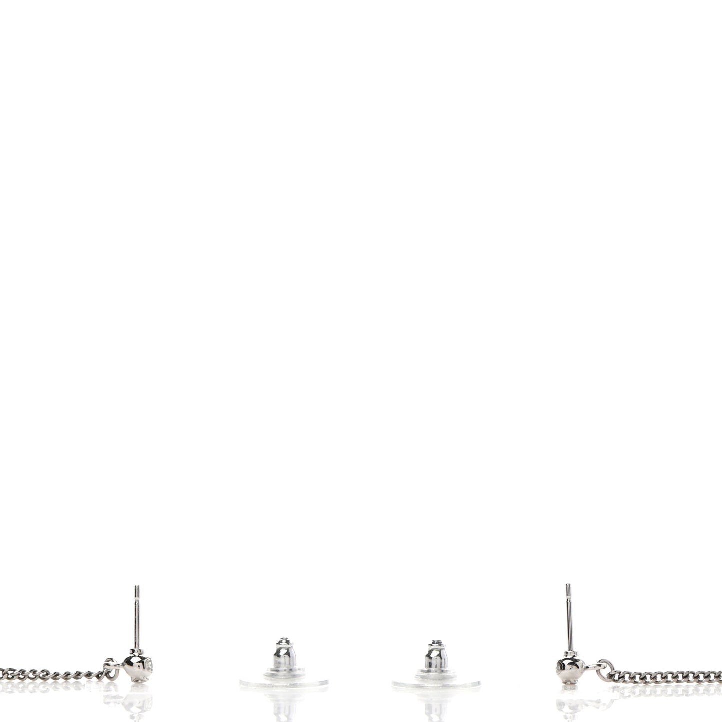 Baguette Crystal CC Drop Earrings Silver