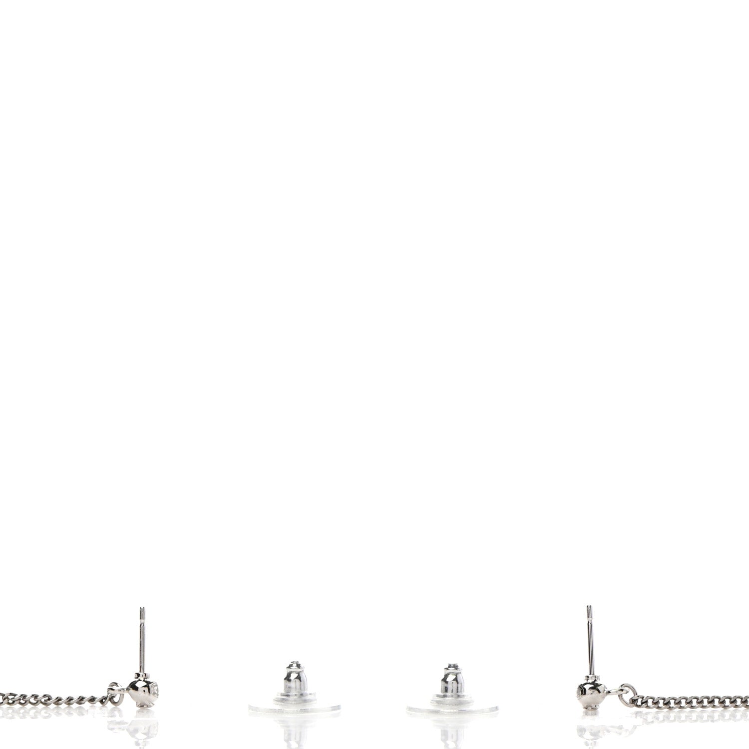 Chanel Baguette Crystal CC Drop Earrings Silver 3 of 4