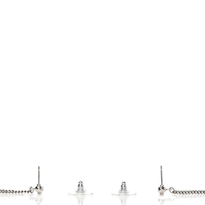 Chanel Baguette Crystal CC Drop Earrings Silver 3 of 4