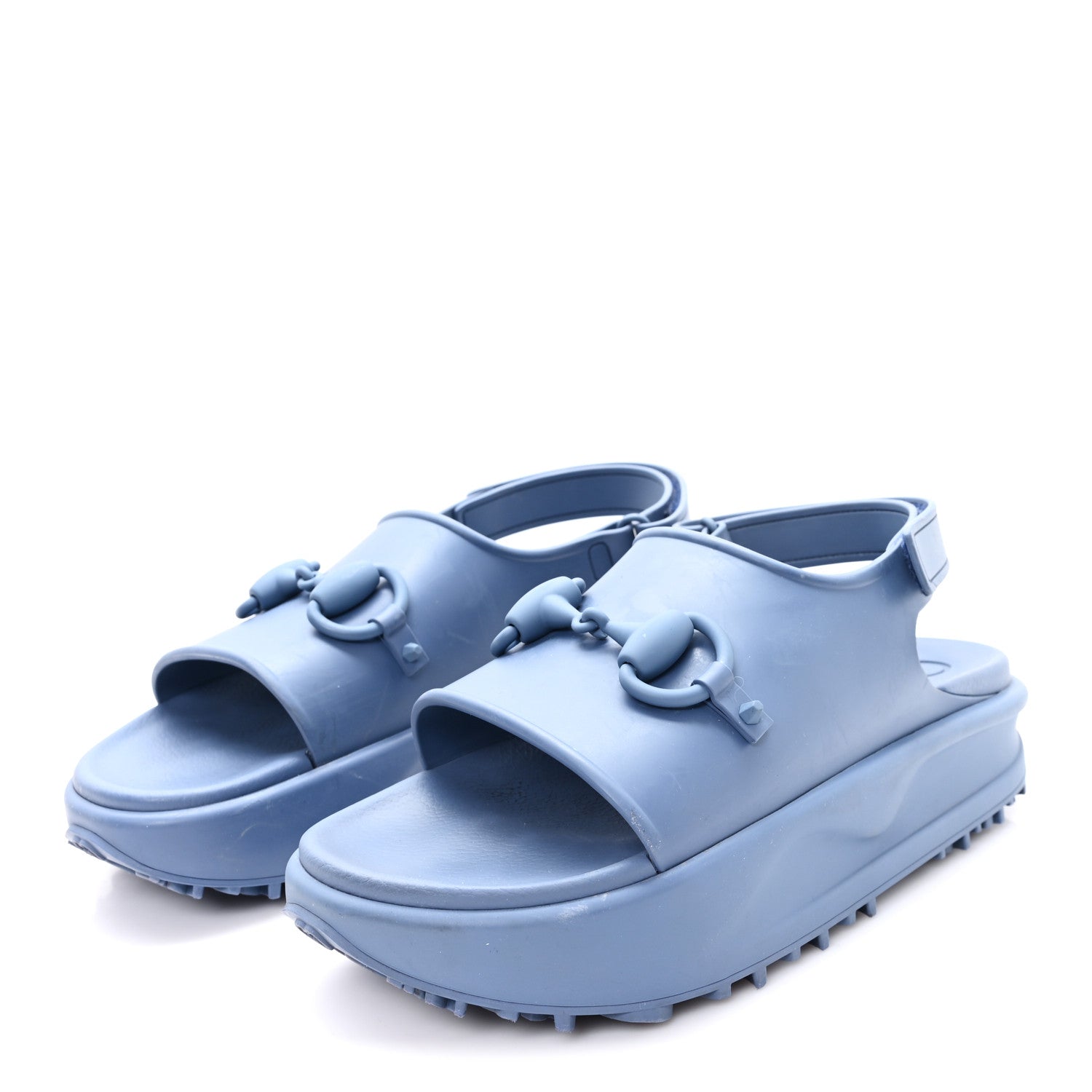 Gucci Soft Rubber Horsebit Touch Mens Strapped Sandals 9 Washed Indigo 4 of 10